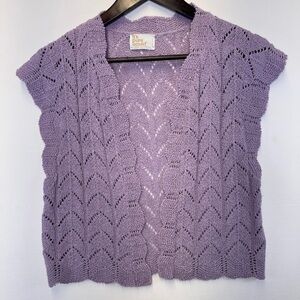 Vintage‎ It’s Pure Gould 70s Lavender purple pointelle knit sweater vest, fits M